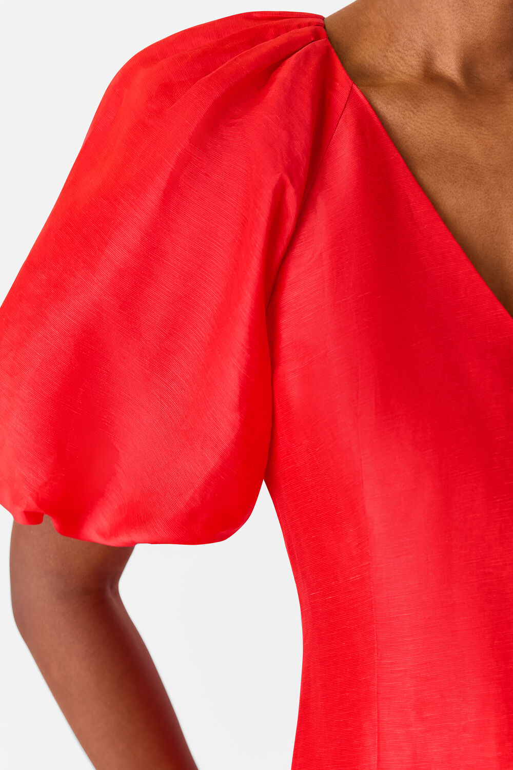 Red Silk Blend Taffeta Maxi Dress