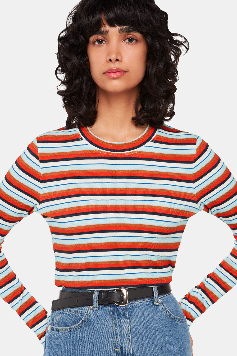Stripe Ribbed Crew