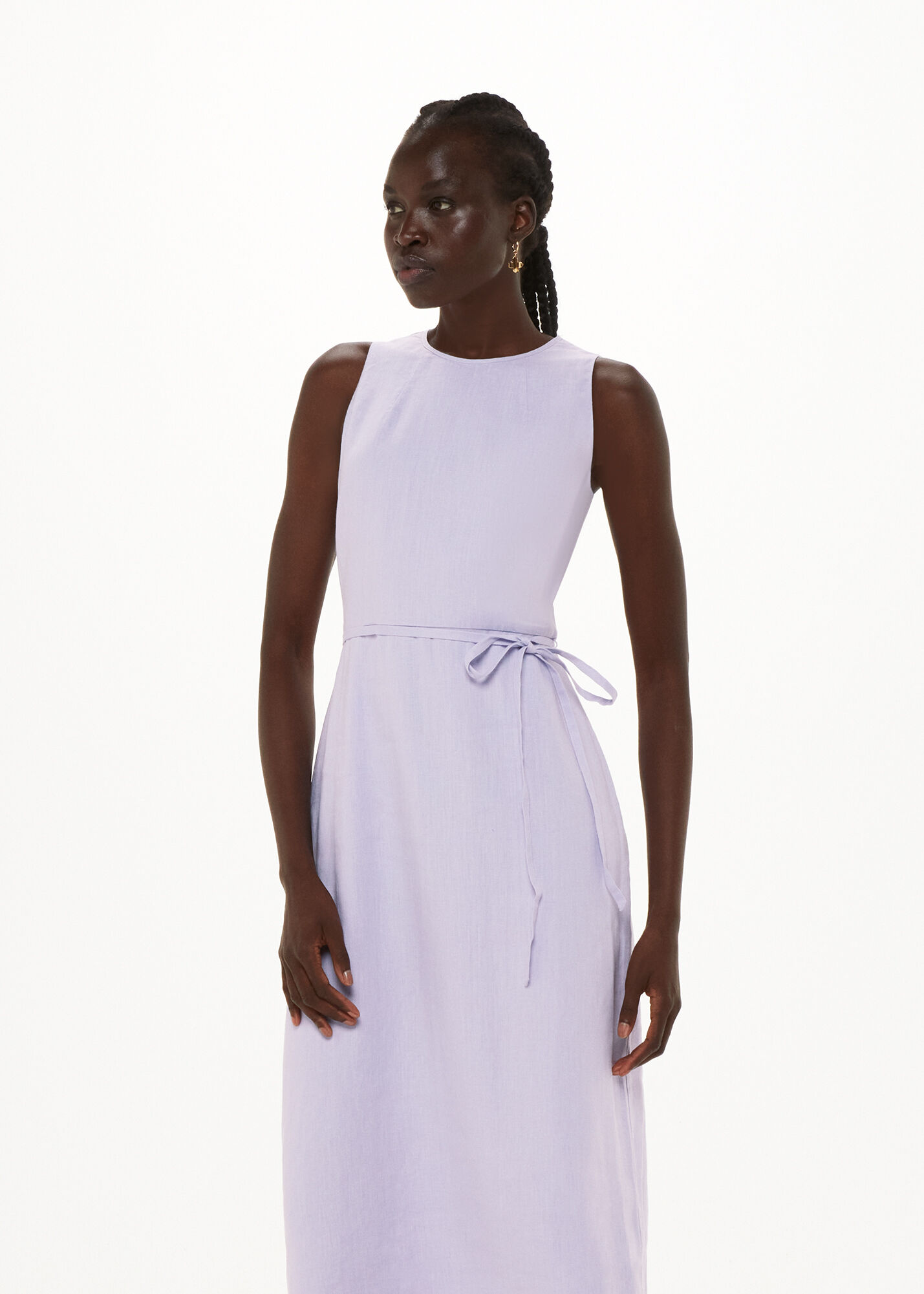 Lilac Linen Blend Cut Out Back Dress WHISTLES