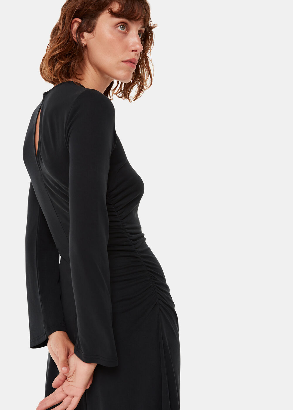 Asymmetric Jersey Midi Dress