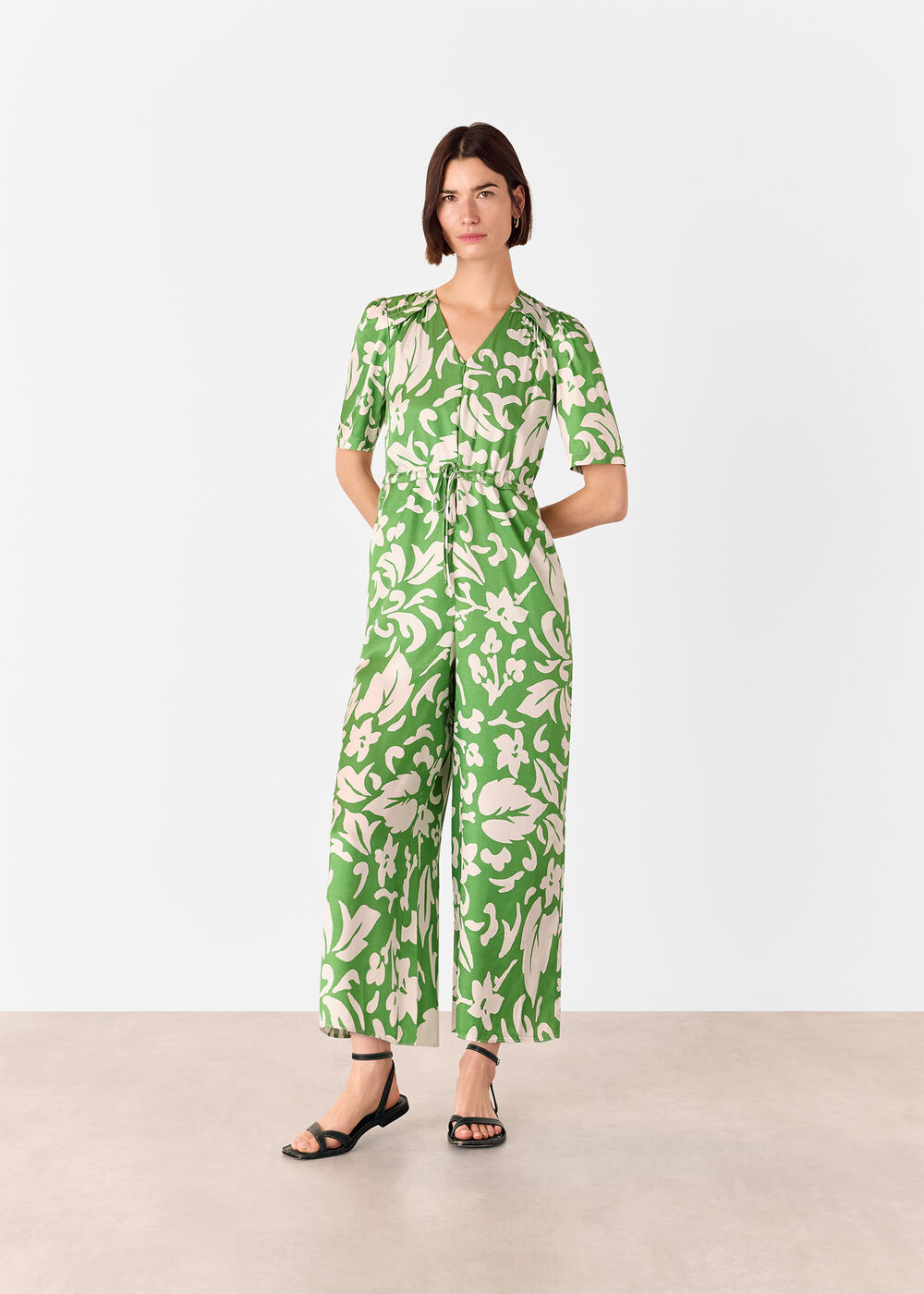 Floral Tie Waist Jumpsuit