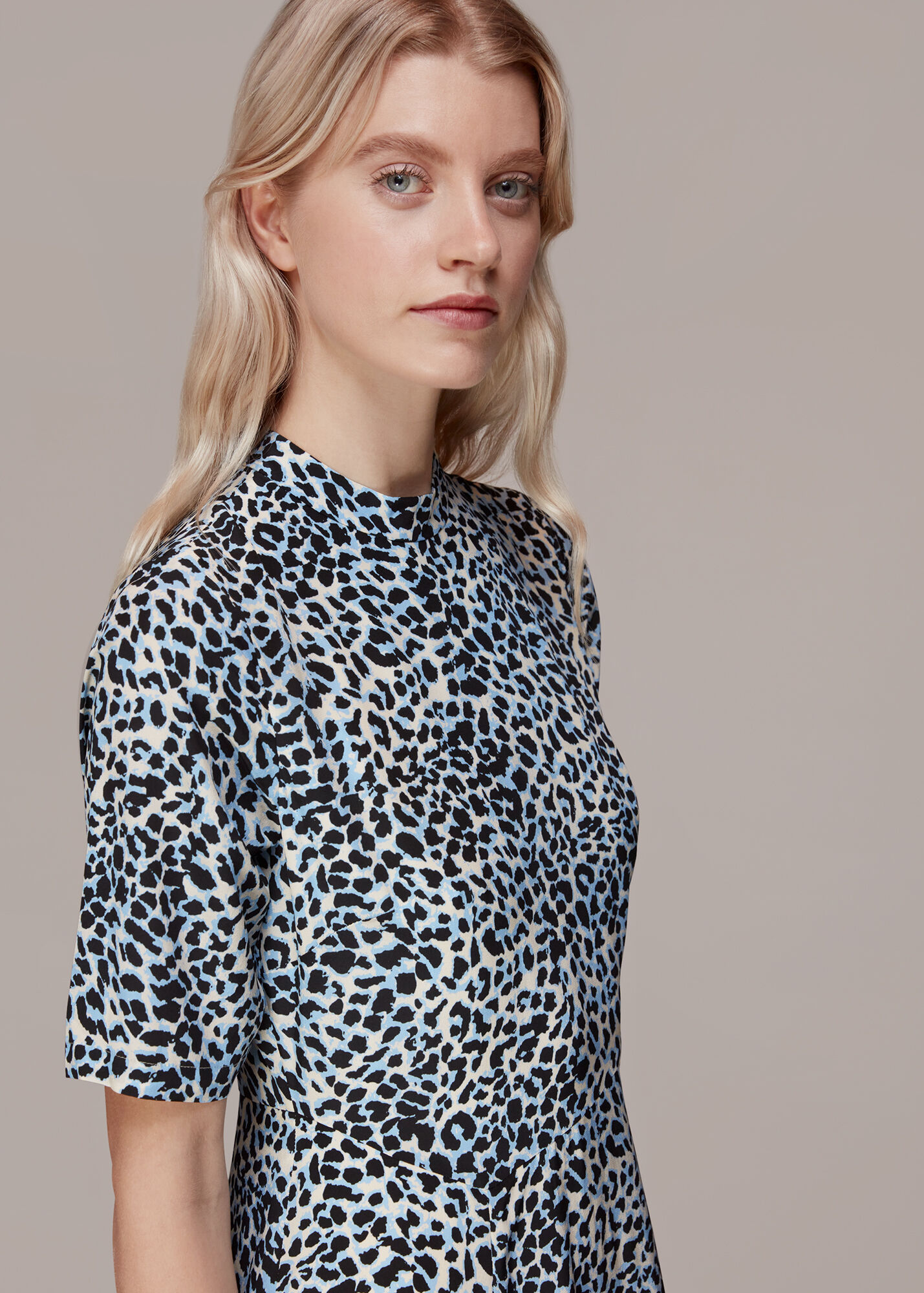 Multicolour Abstract Cheetah Silk Dress WHISTLES