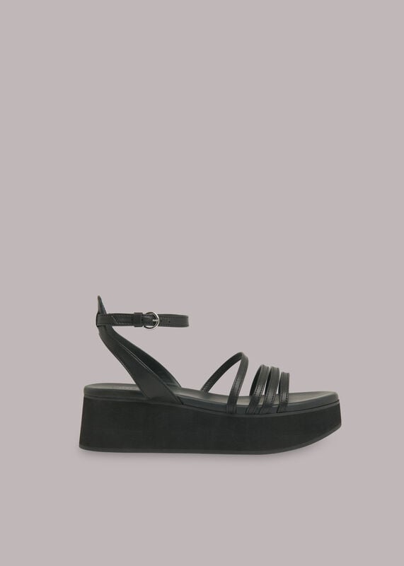 Black Cale Strappy Flatform Sandal