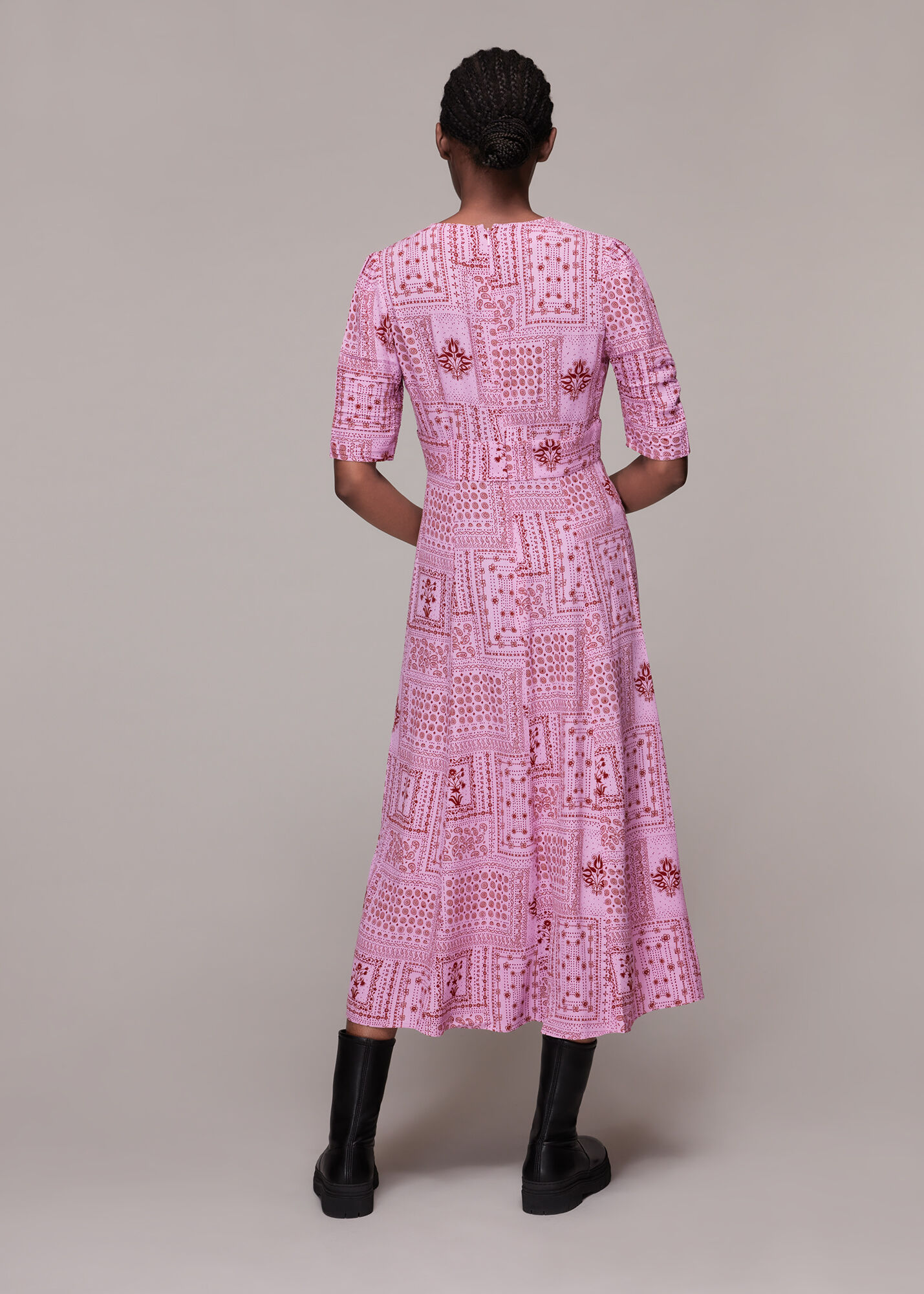 Pink/Multi Bandana Print Neave Dress WHISTLES Whistles US