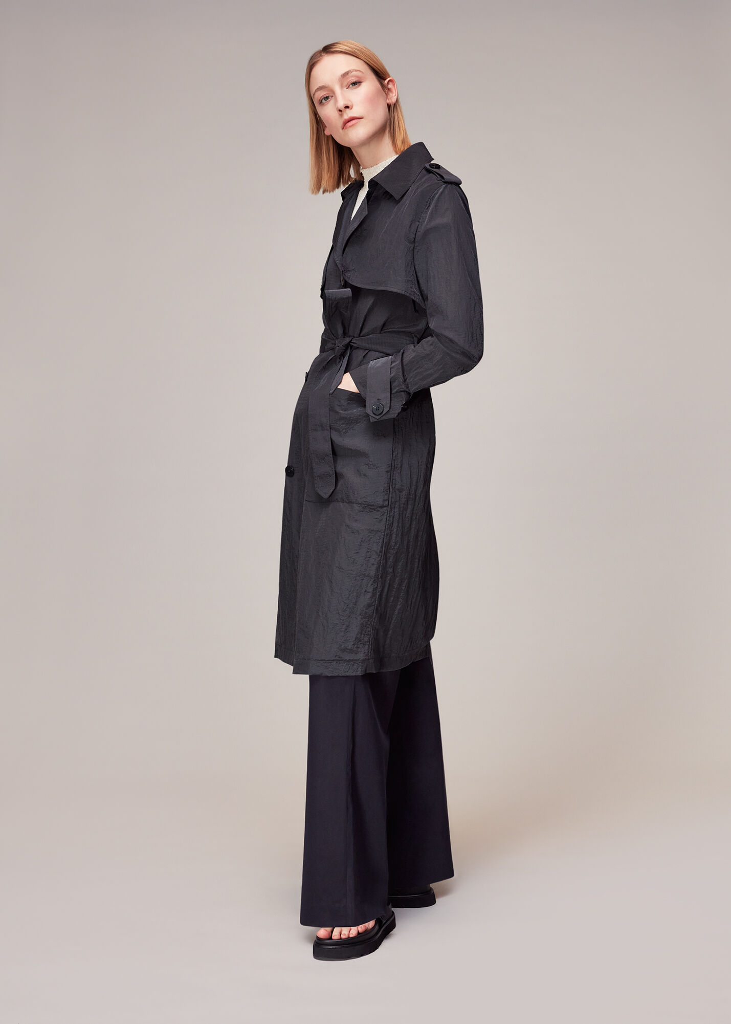 Dark Grey Water Resistant Trench Coat WHISTLES