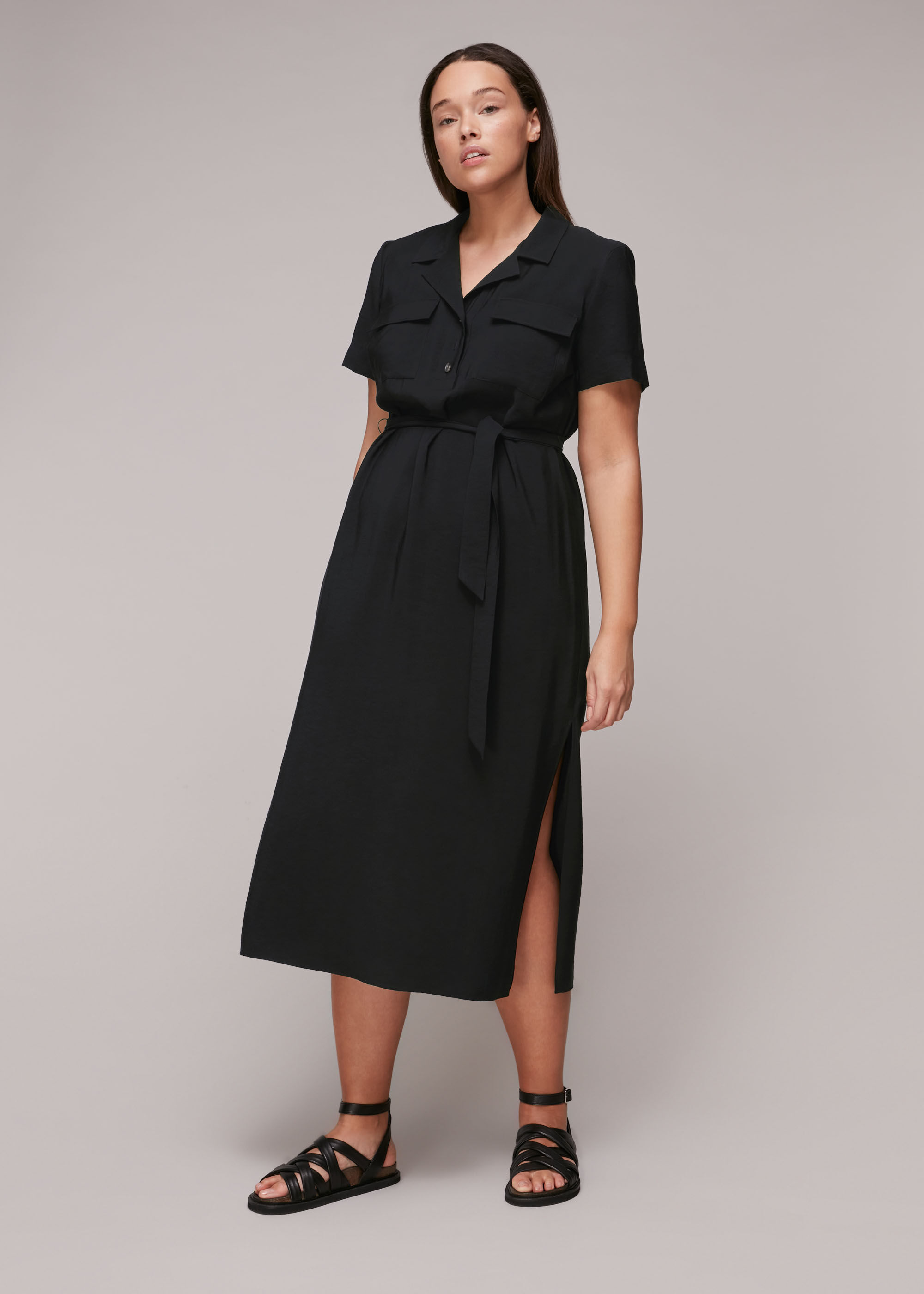 Black Easy Casual Shirt Dress | WHISTLES |