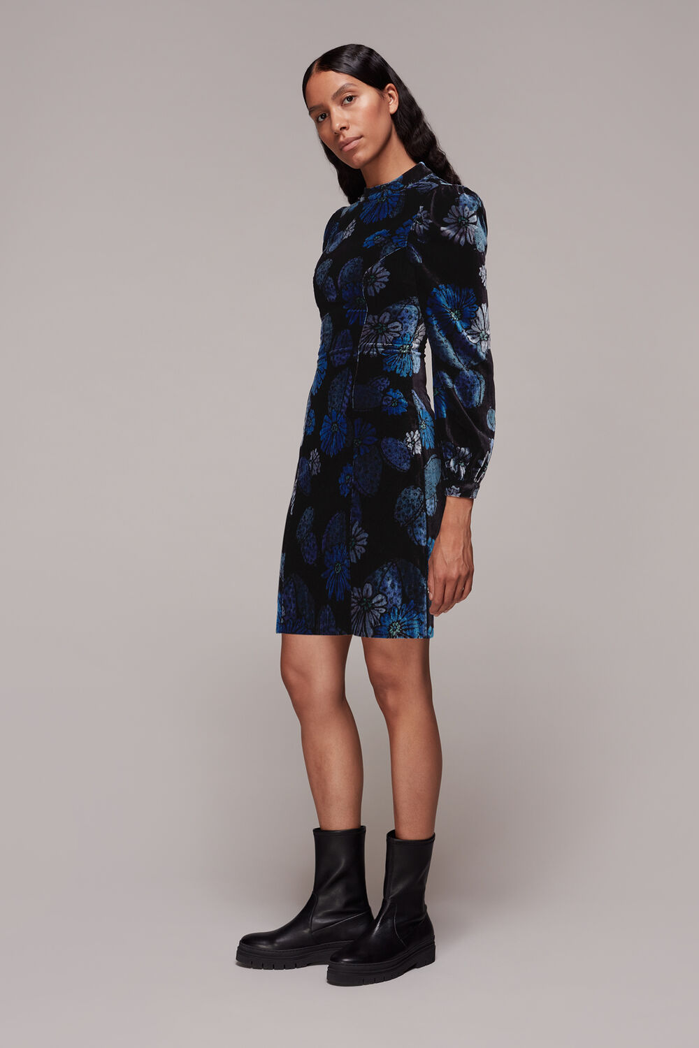 Cactus Print Velvet Dress