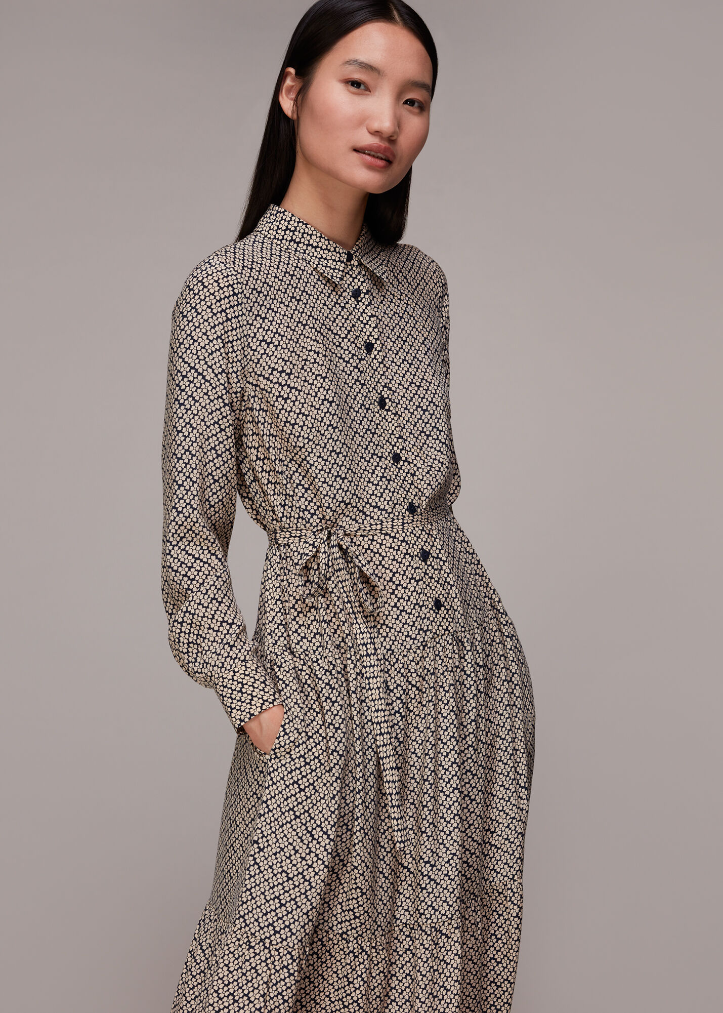 Whistles crane print shirt dress 2025