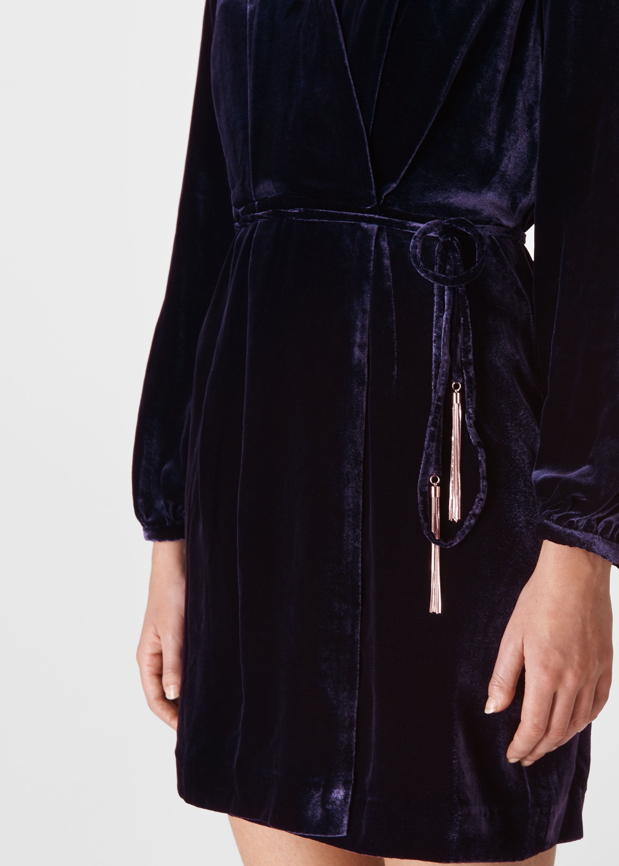 Whistles purple new arrivals velvet dress