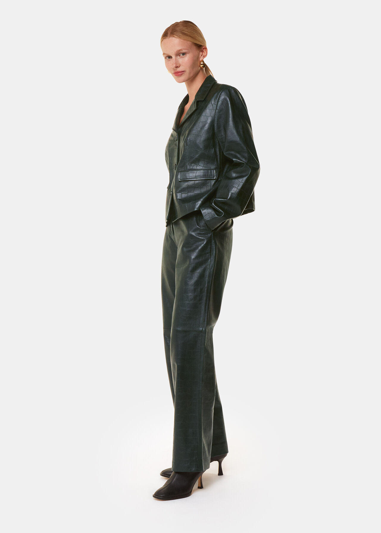 Delia Croc Leather Trouser