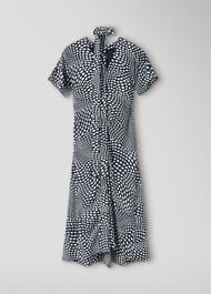 Mixed Spot V Neck Midi Dress