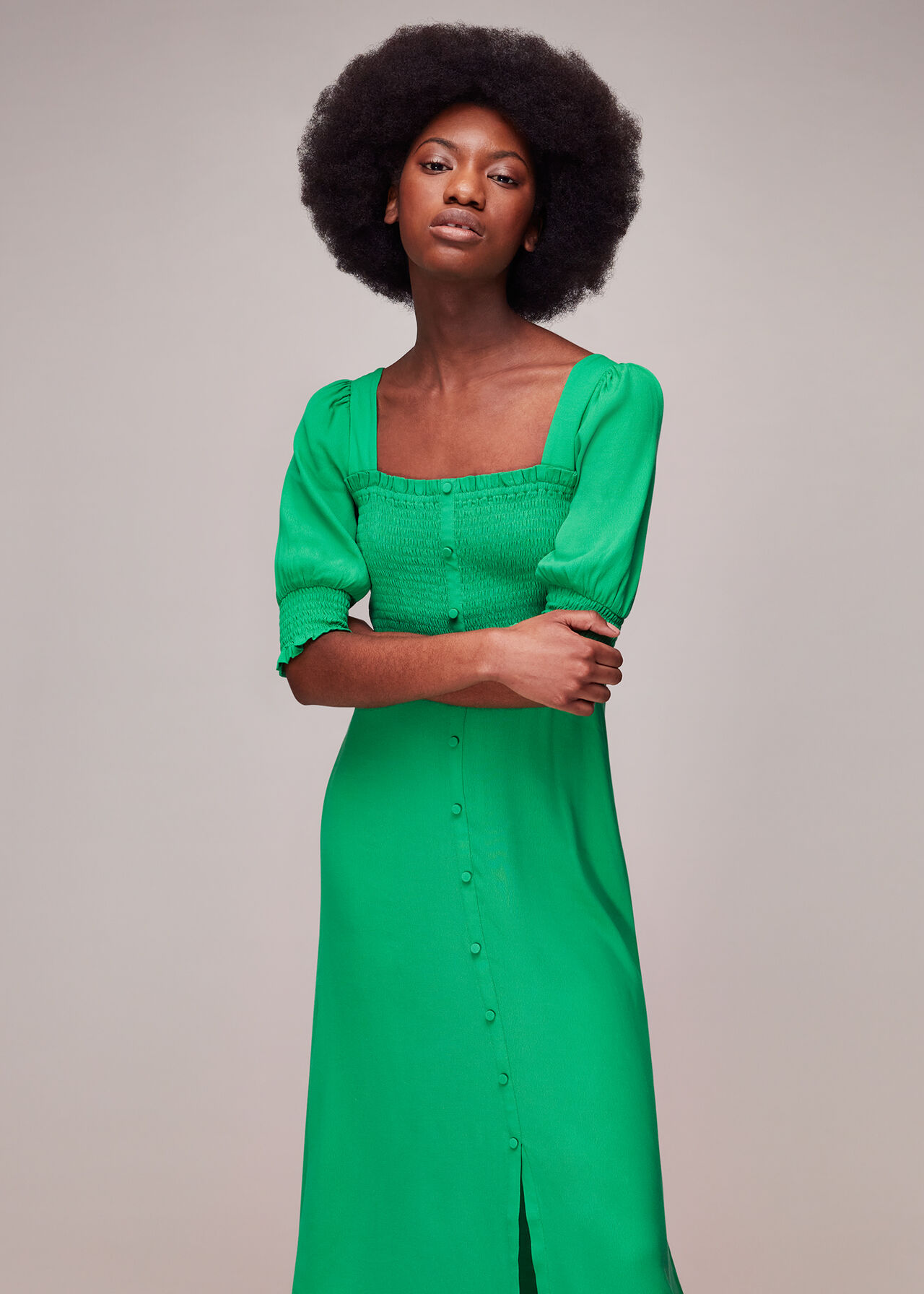 Luna Shirred Bodice Midi Dress