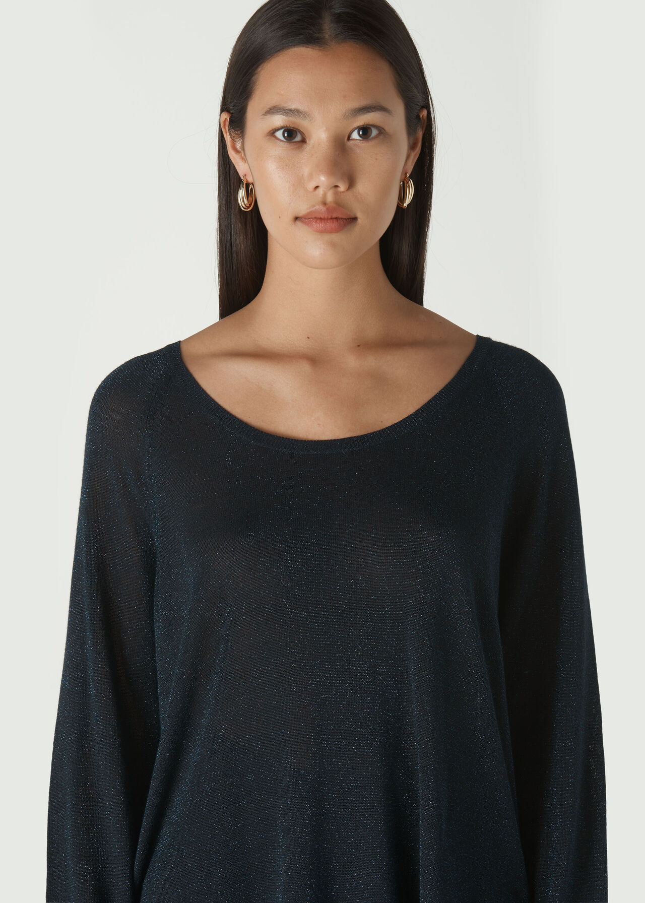 Sparkle Scoop Neck Knit Navy