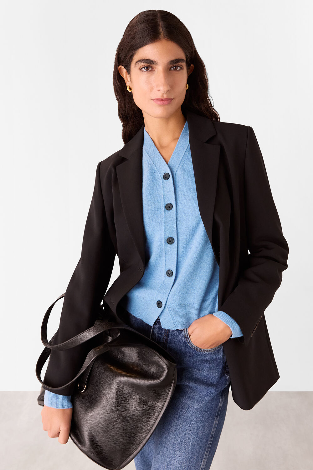 Button Front V Neck Cardigan