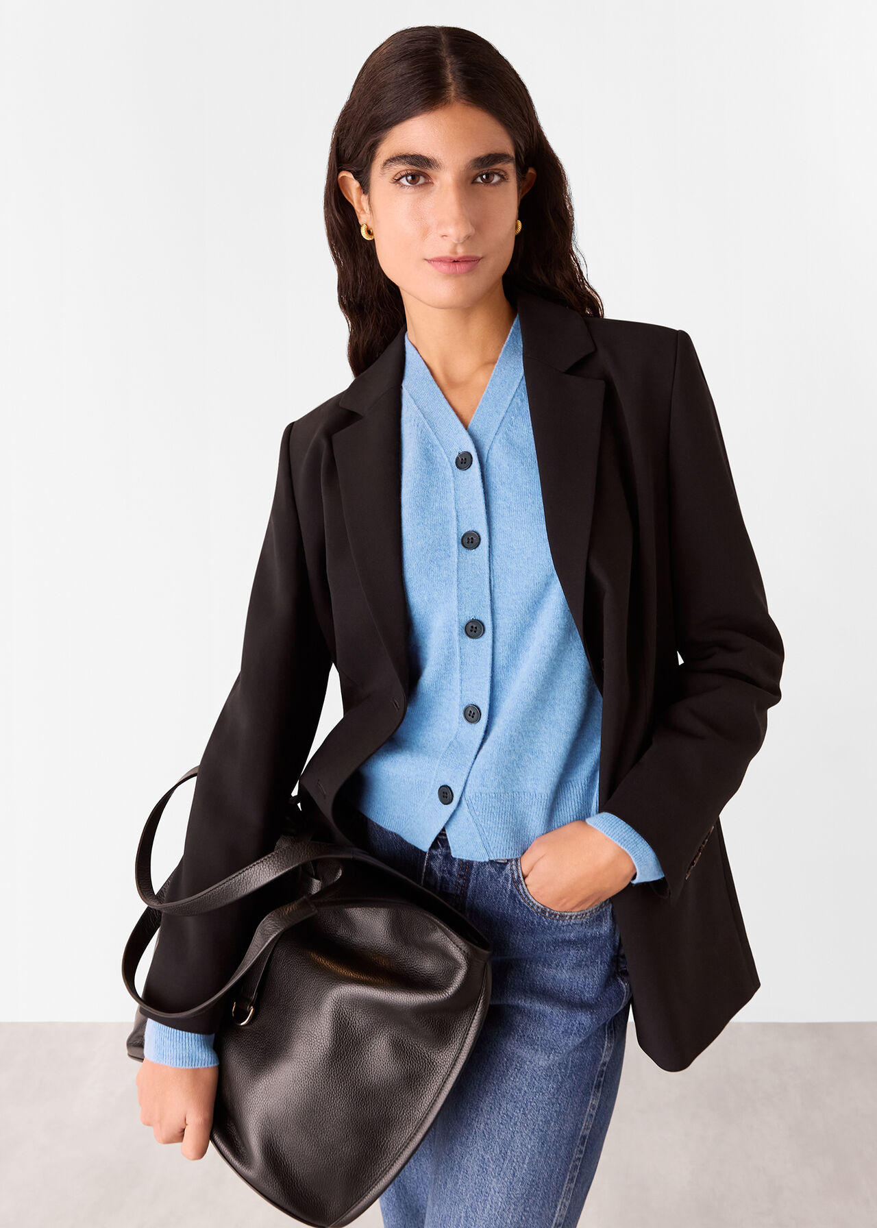 Button Front V Neck Cardigan