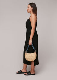Sonny Straw Half Moon Bag