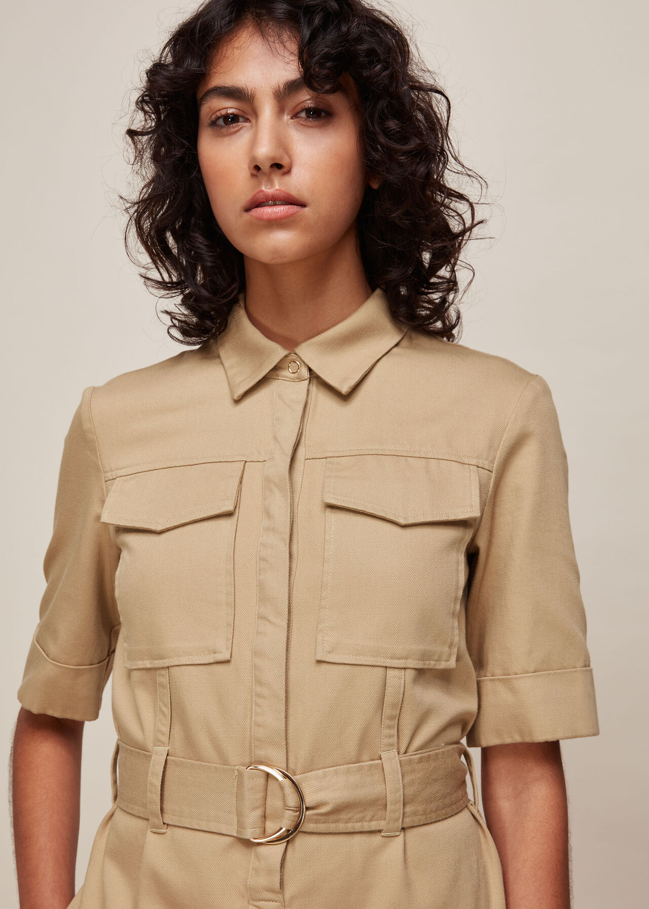 Oatmeal Gemma Shirt Dress | WHISTLES