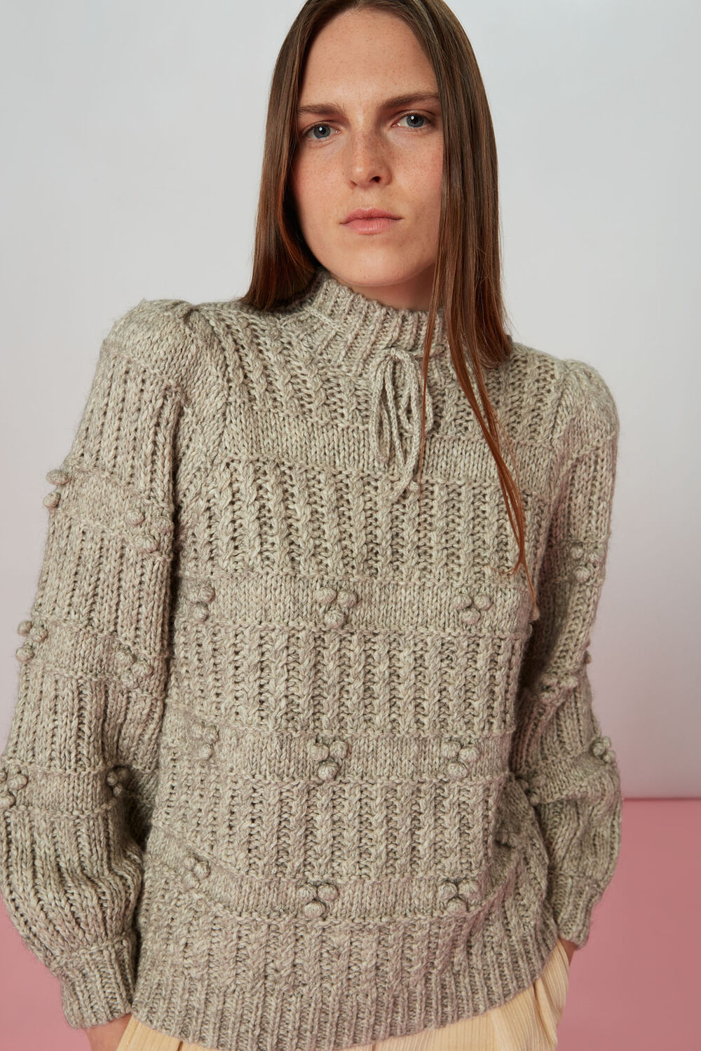 Tie Neck Detail Knit