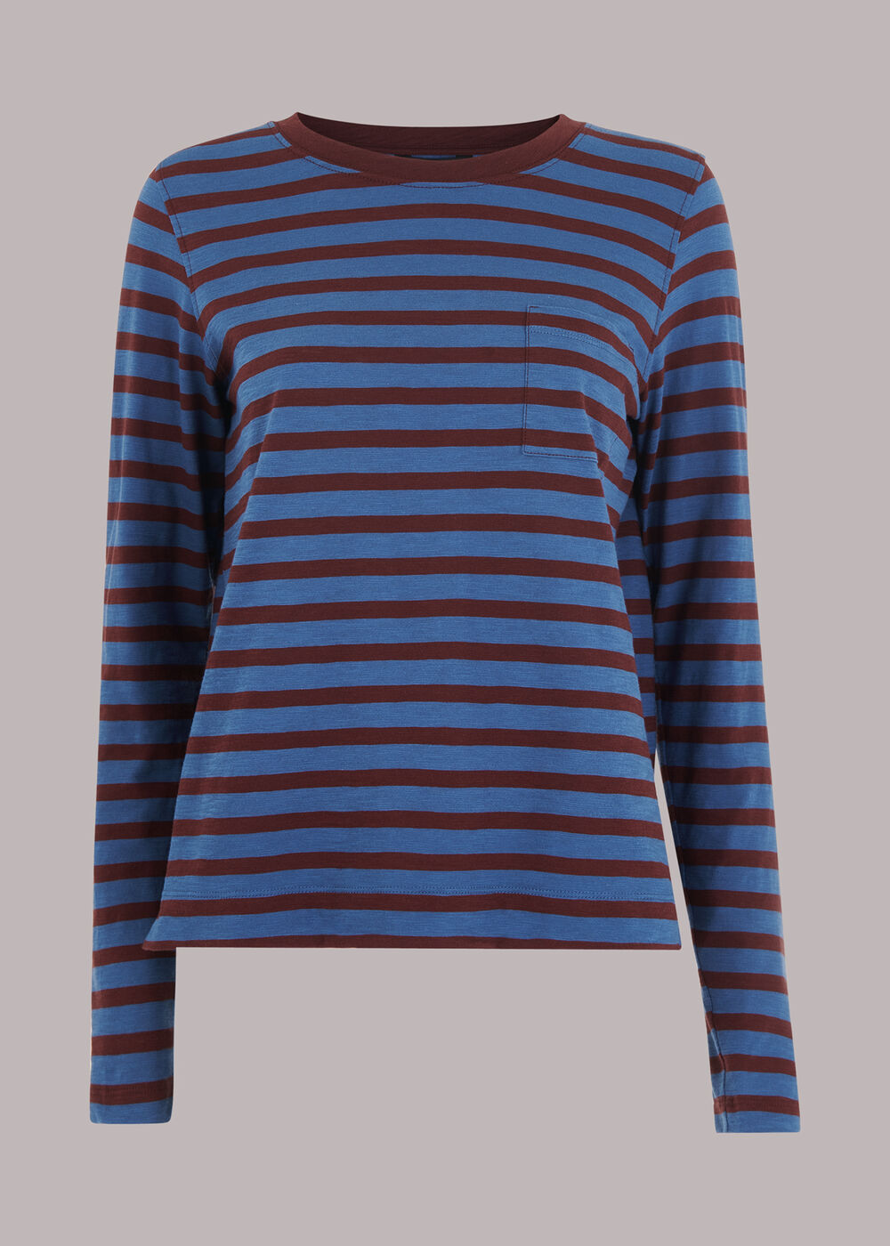 Stripe Crew Neck Pocket Top