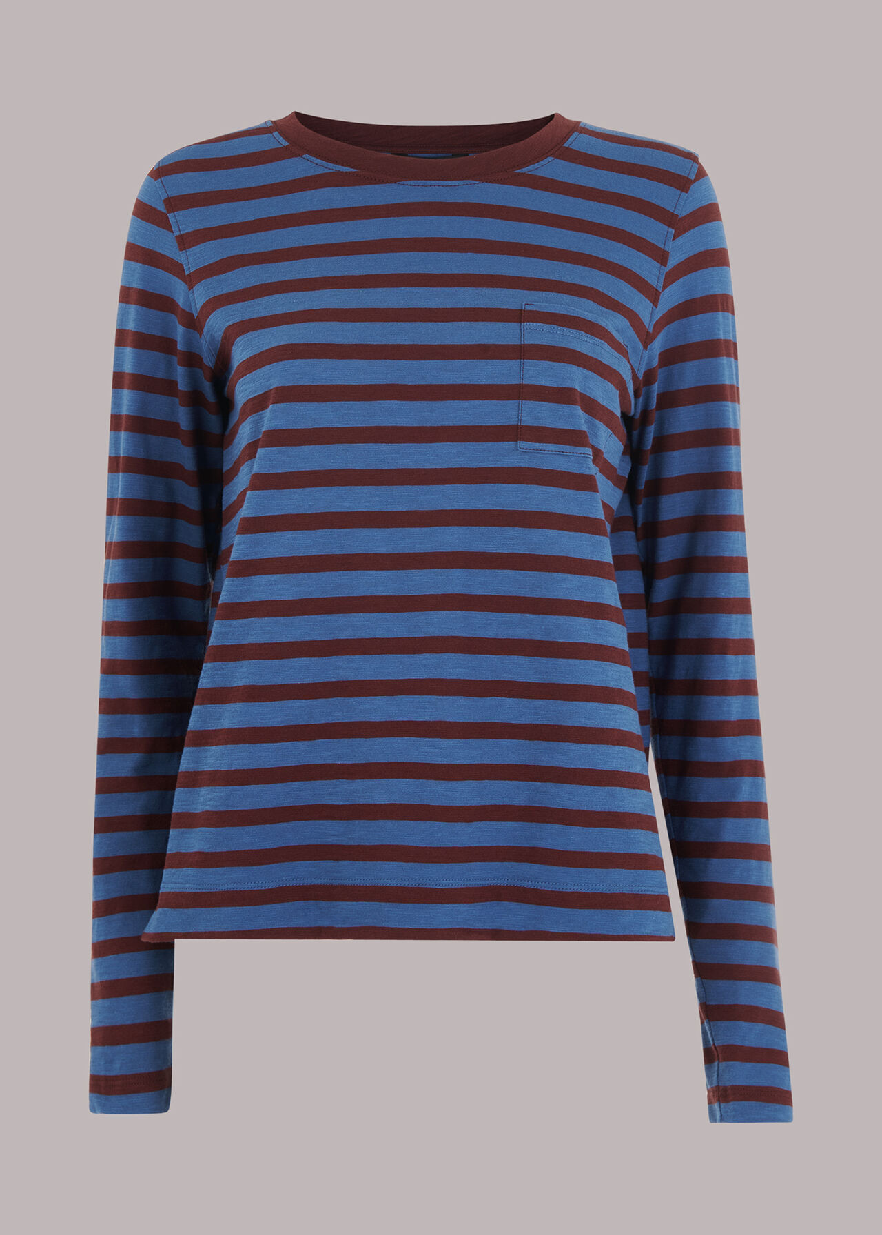 Stripe Crew Neck Pocket Top