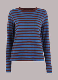 Stripe Crew Neck Pocket Top