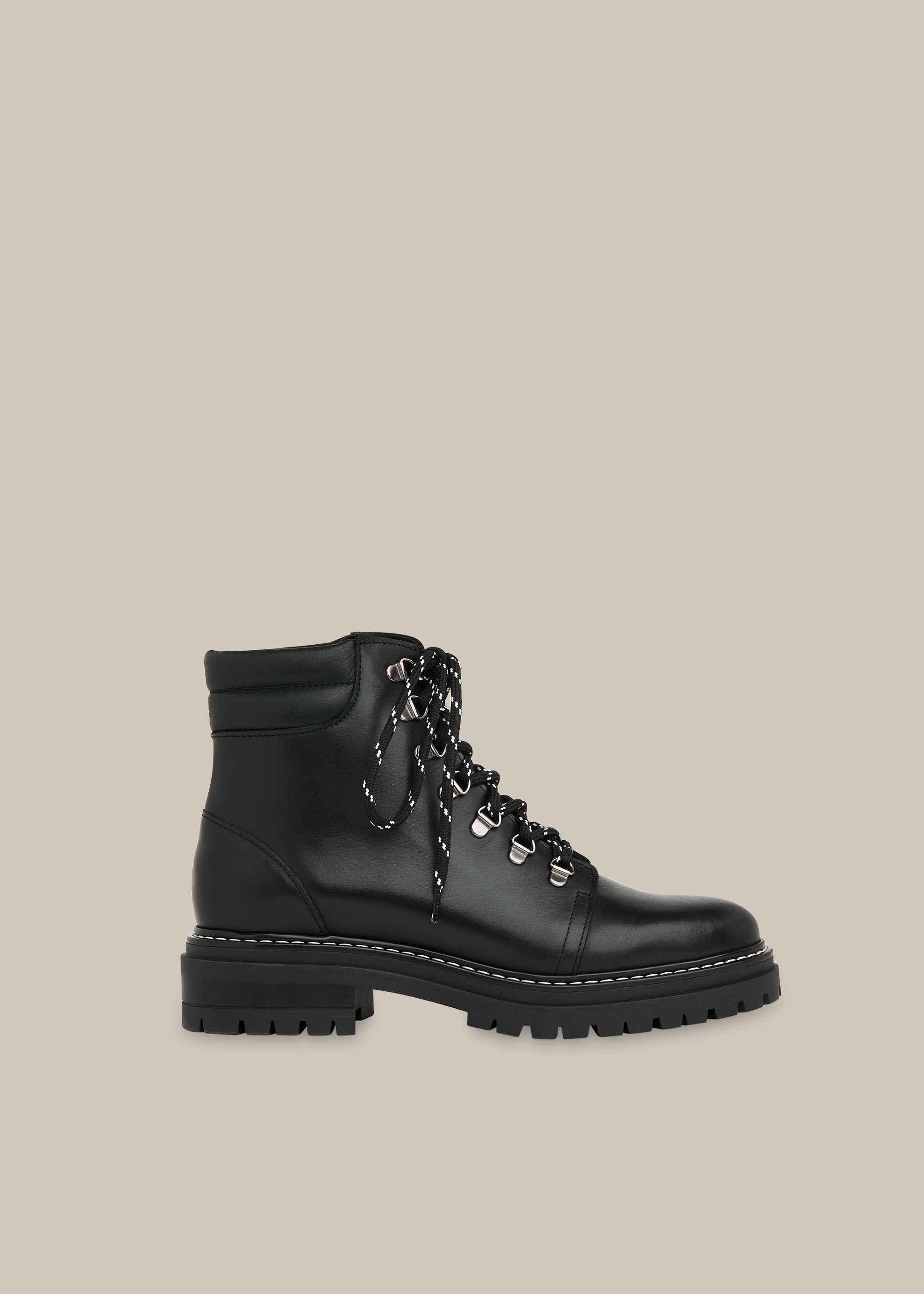 Black Amber Lace Up Boot | WHISTLES 