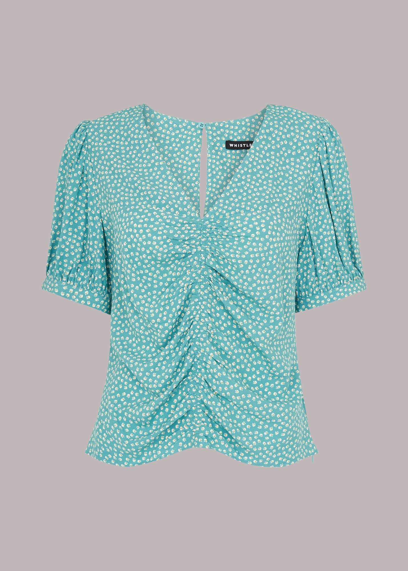 Blue/Multi Ditsy Floral Gather Front Top | WHISTLES