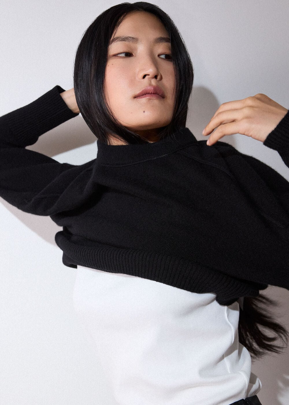 Cashmere Seam Detail Crew Knit