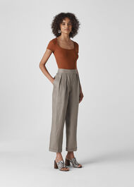 Lydia Linen Pleated Trouser Grey
