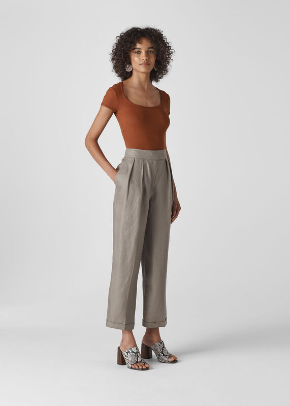 Lydia Linen Pleated Trouser