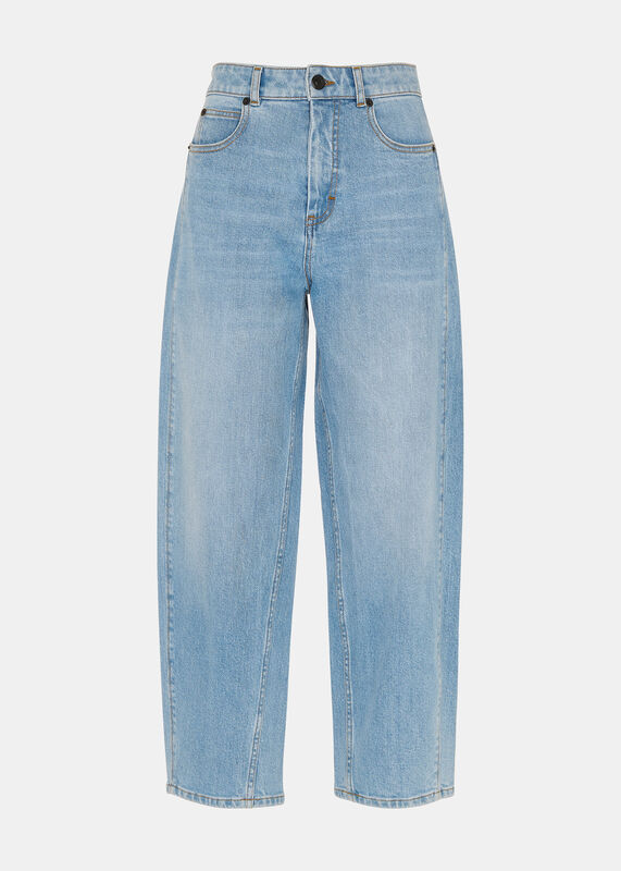 Light Wash Stretch Barrel Leg Jean