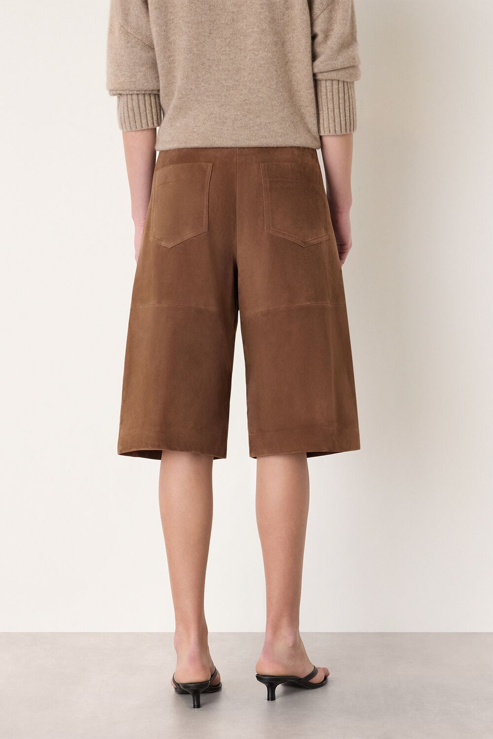 Brown Suede Longline Short