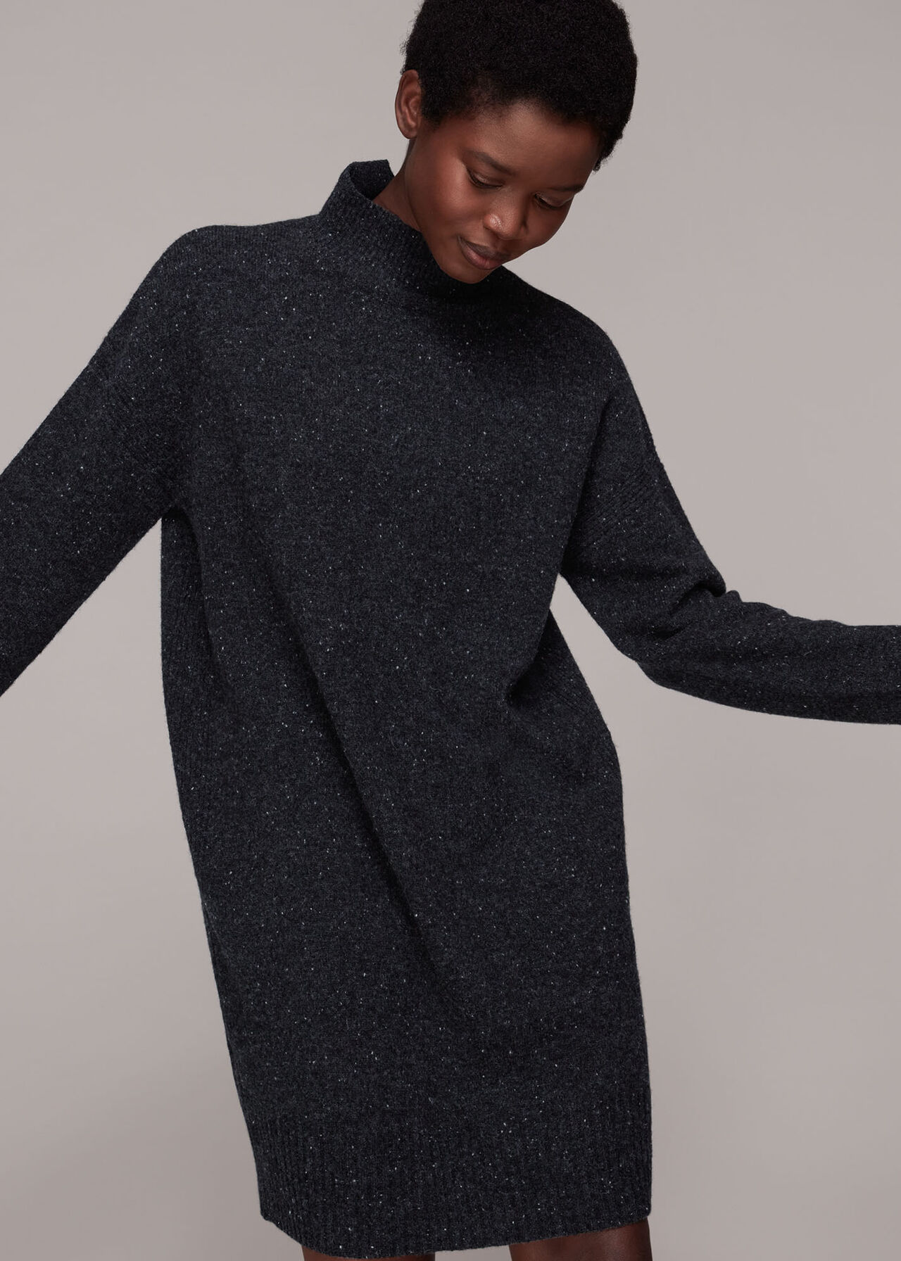 Funnel Neck Knit Dress