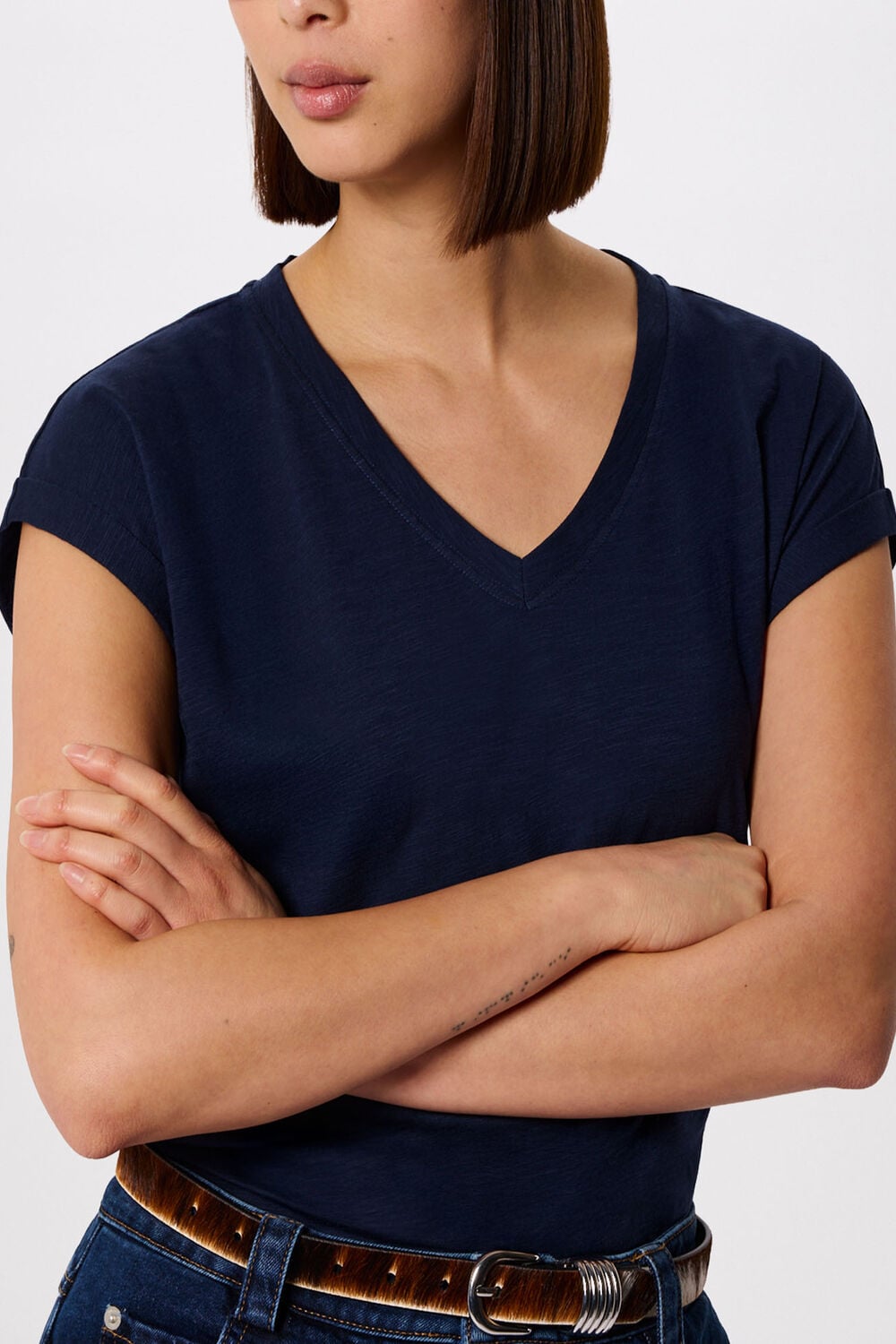 Willa V-Neck Cap Sleeve Tee