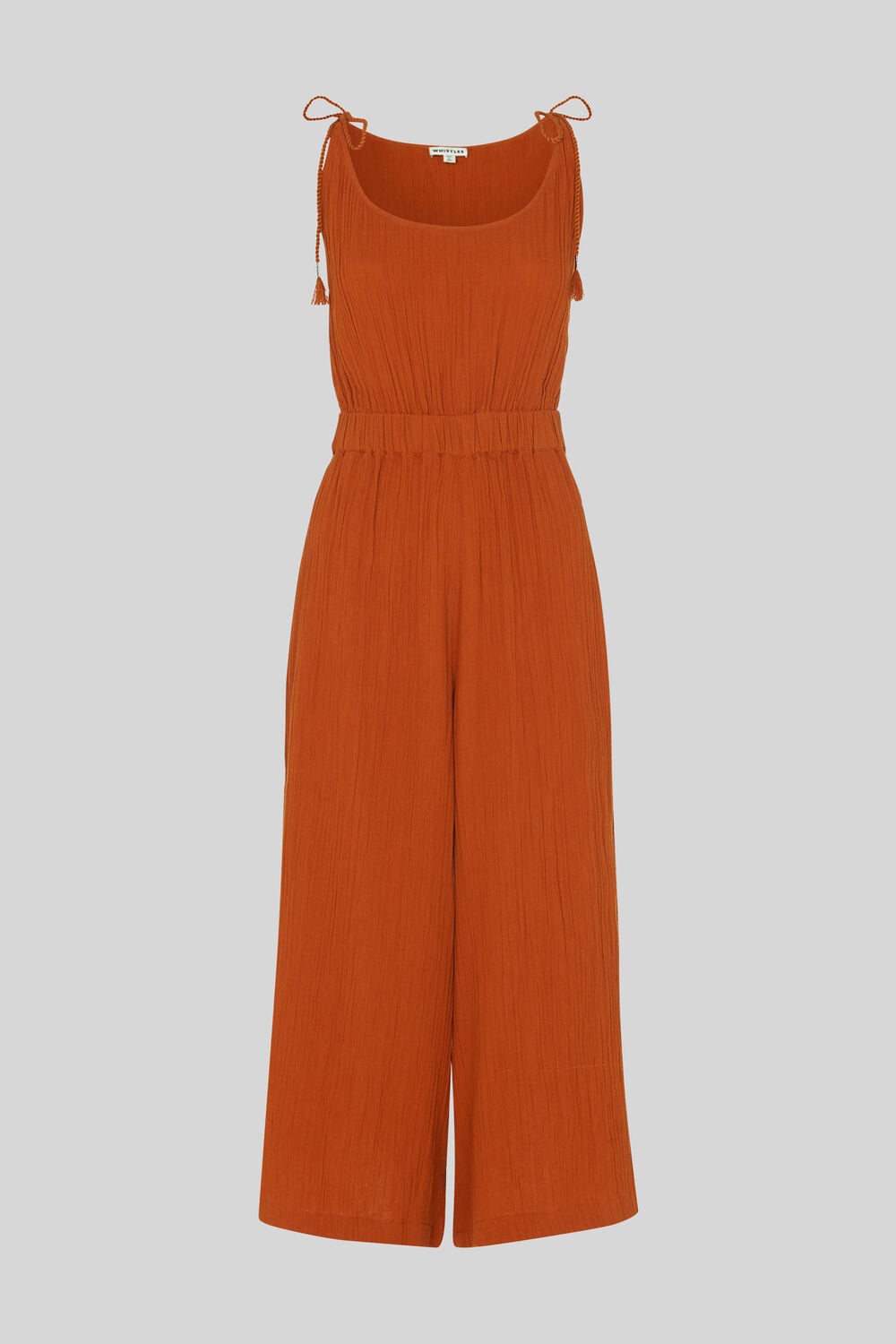 Mila Textured Casual Jumpsuit Rust