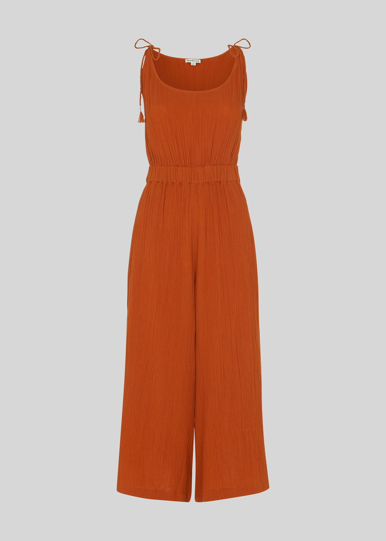 Mila Textured Casual Jumpsuit Rust