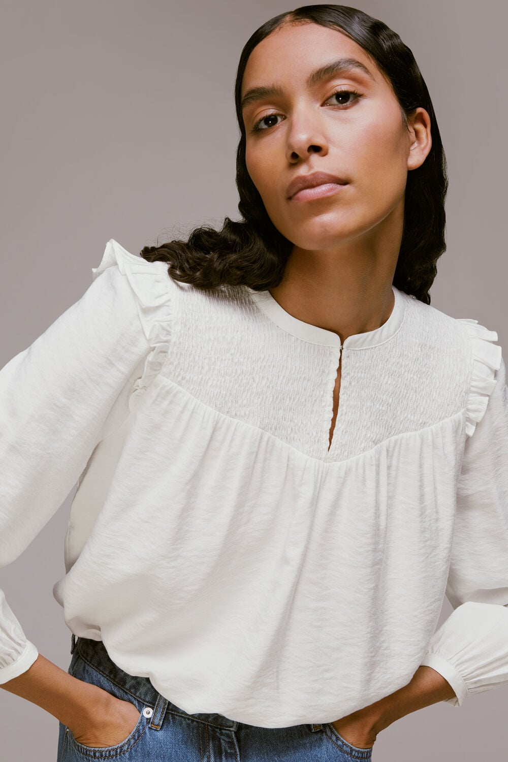 Megan Shirred Detail Top