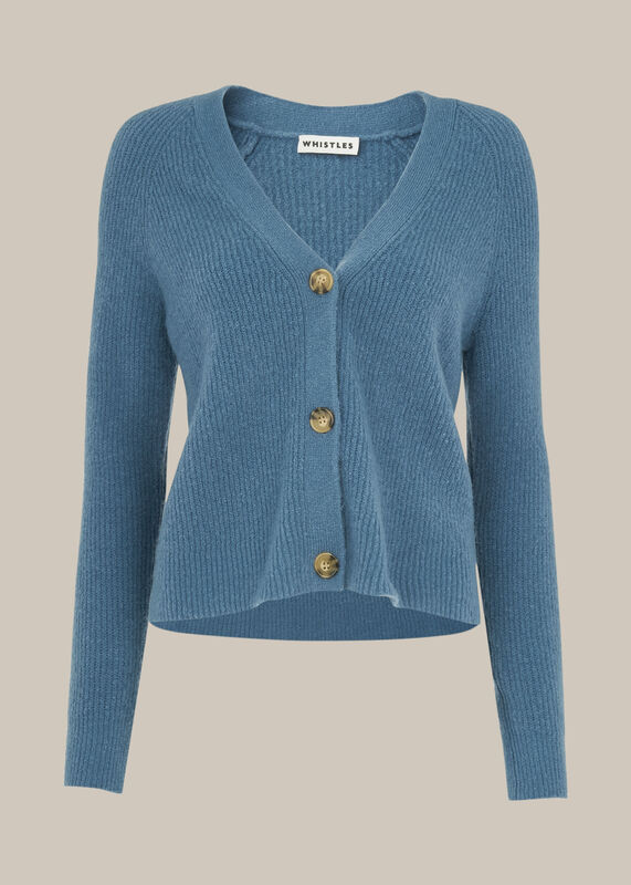 Rib Textured Wool Mix Cardigan