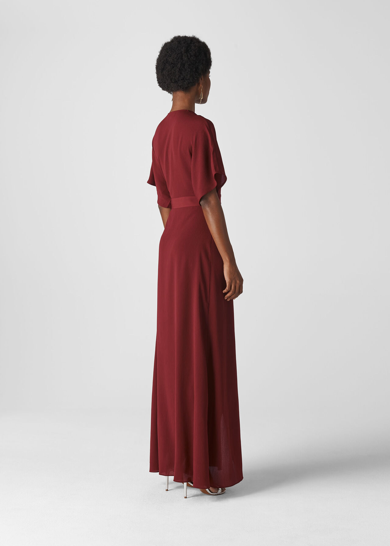 Nova Frill Wrap Maxi Dress Burgundy