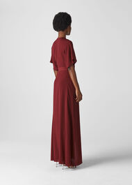 Nova Frill Wrap Maxi Dress Burgundy