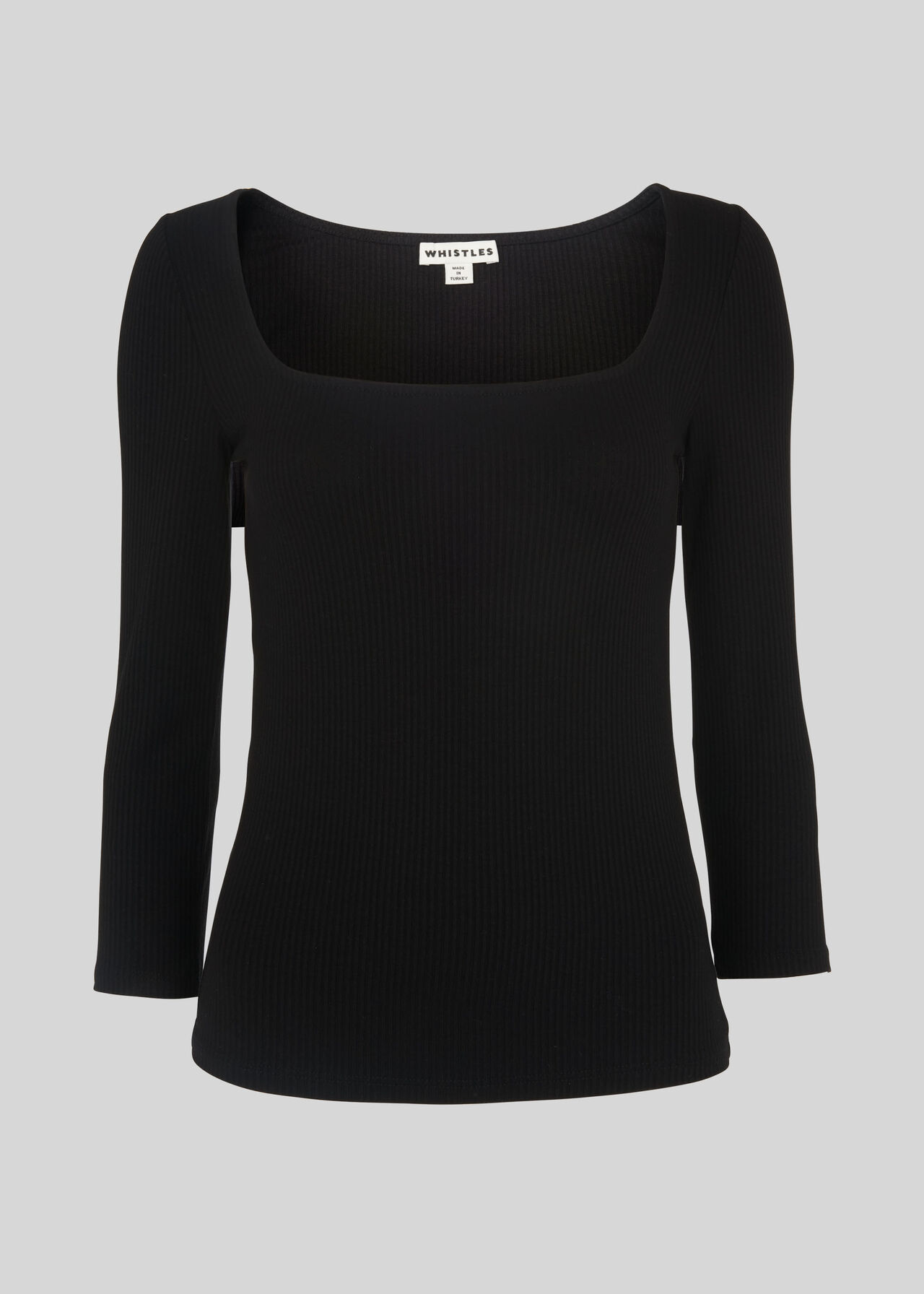 Square Neck Ribbed Top Black