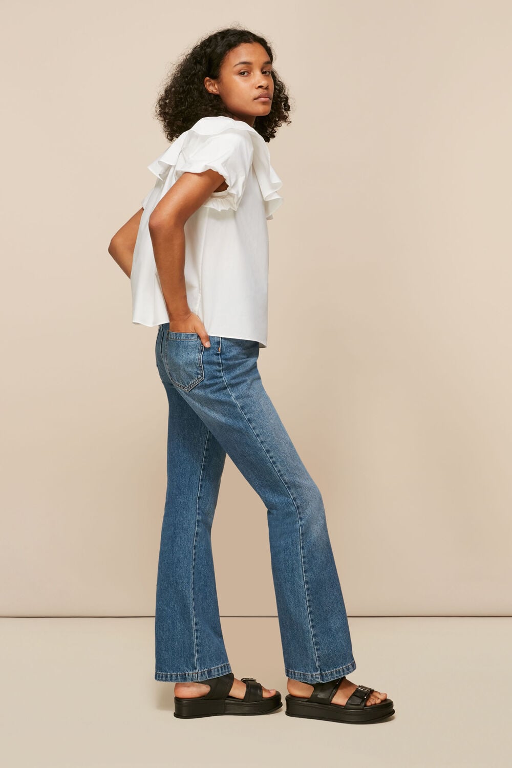 Frill Detail Poplin Top