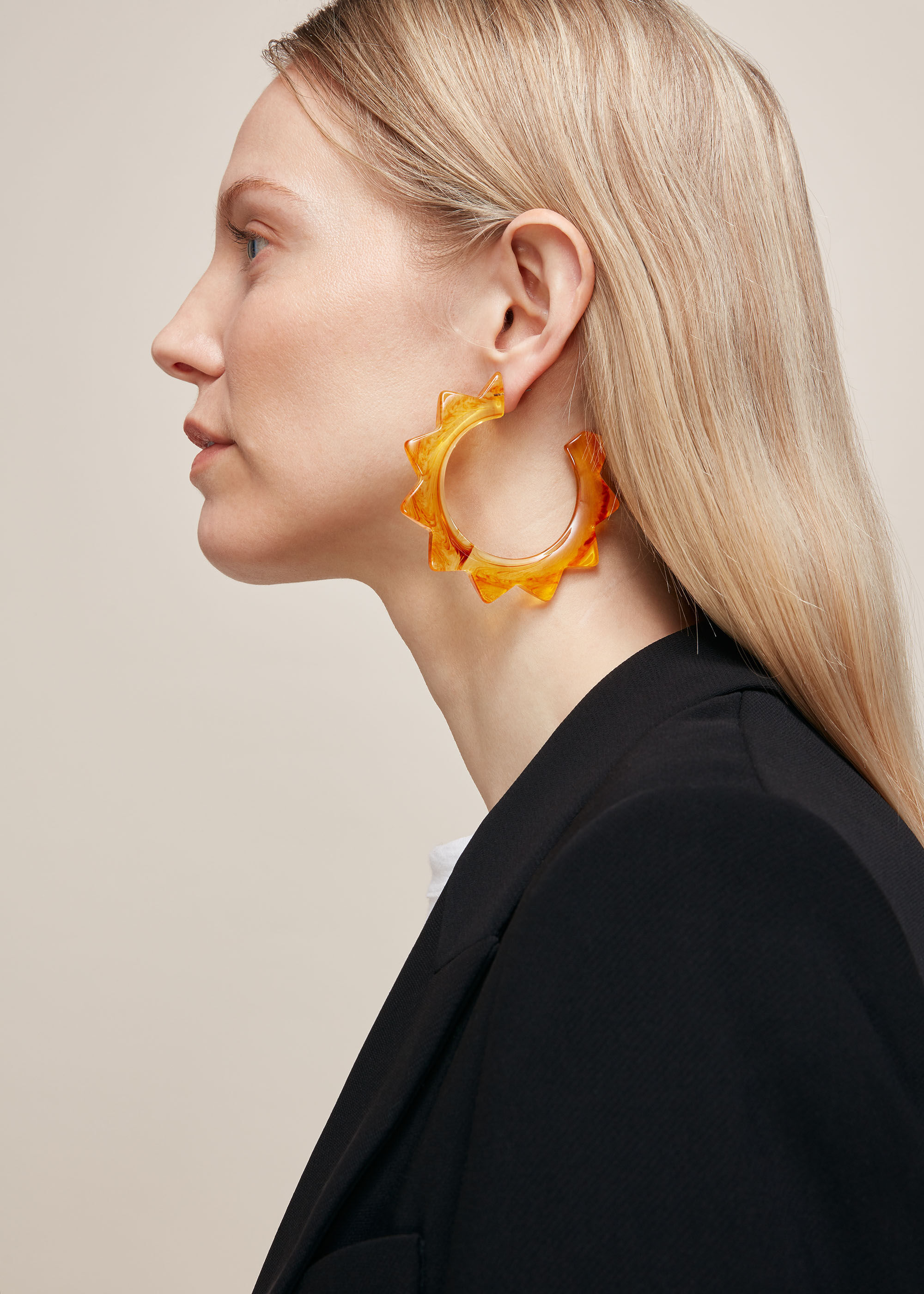 Orange Starburst Resin Earring