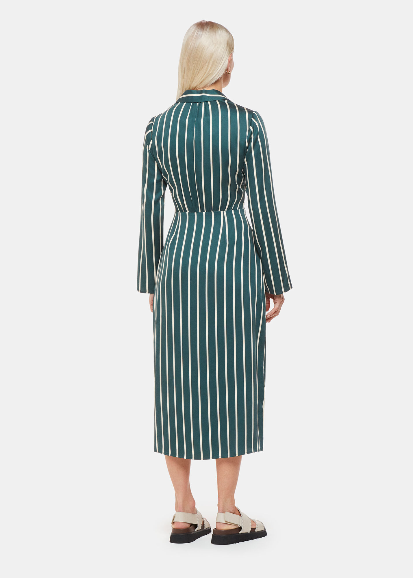Whistles stripe sales wrap shirt dress