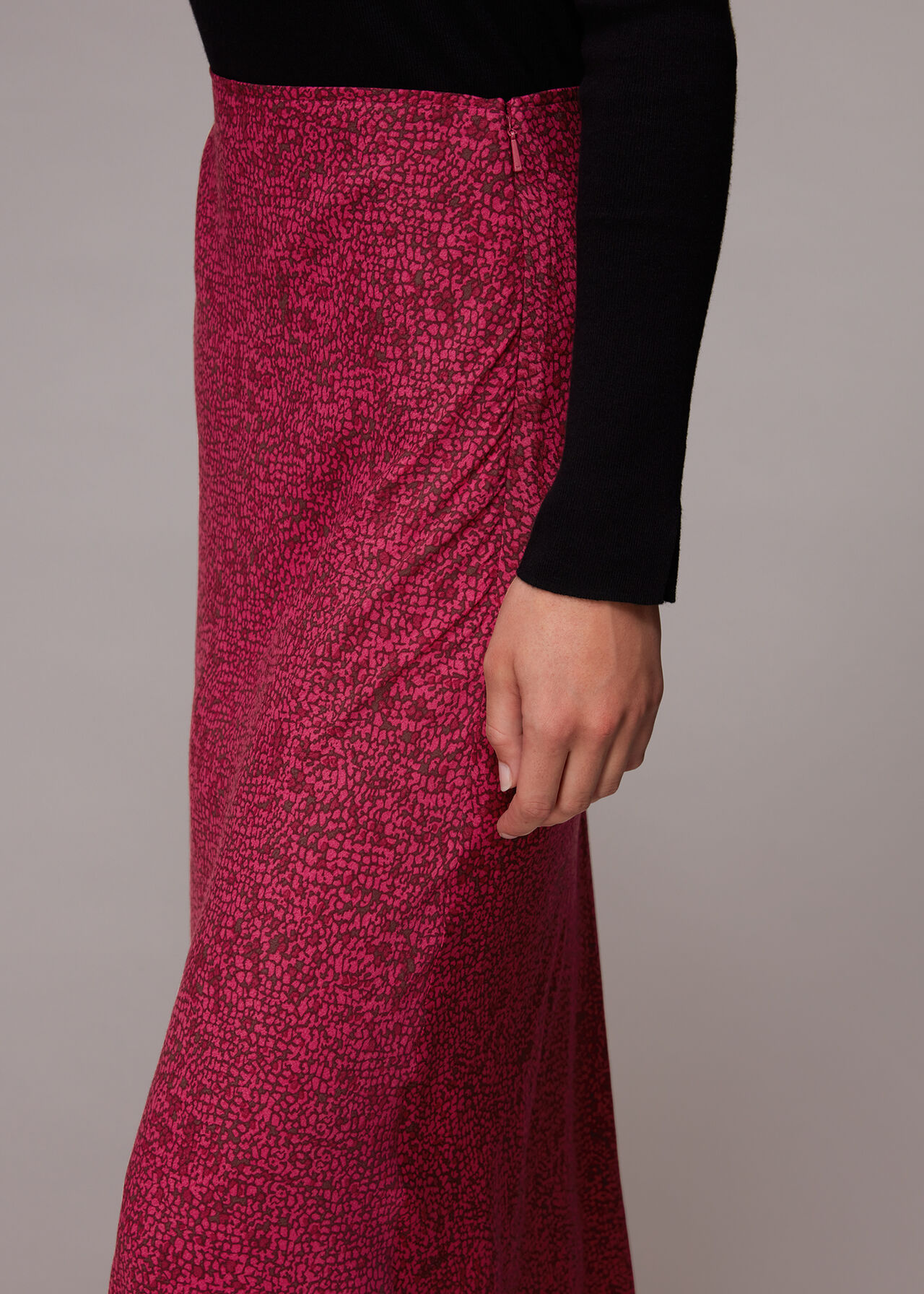Abstract Snake Bias Cut Skirt