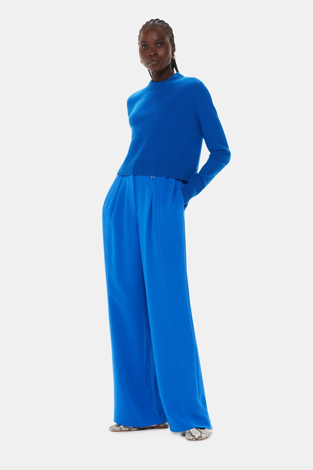 Blue Harper Crepe Wide Leg Trouser