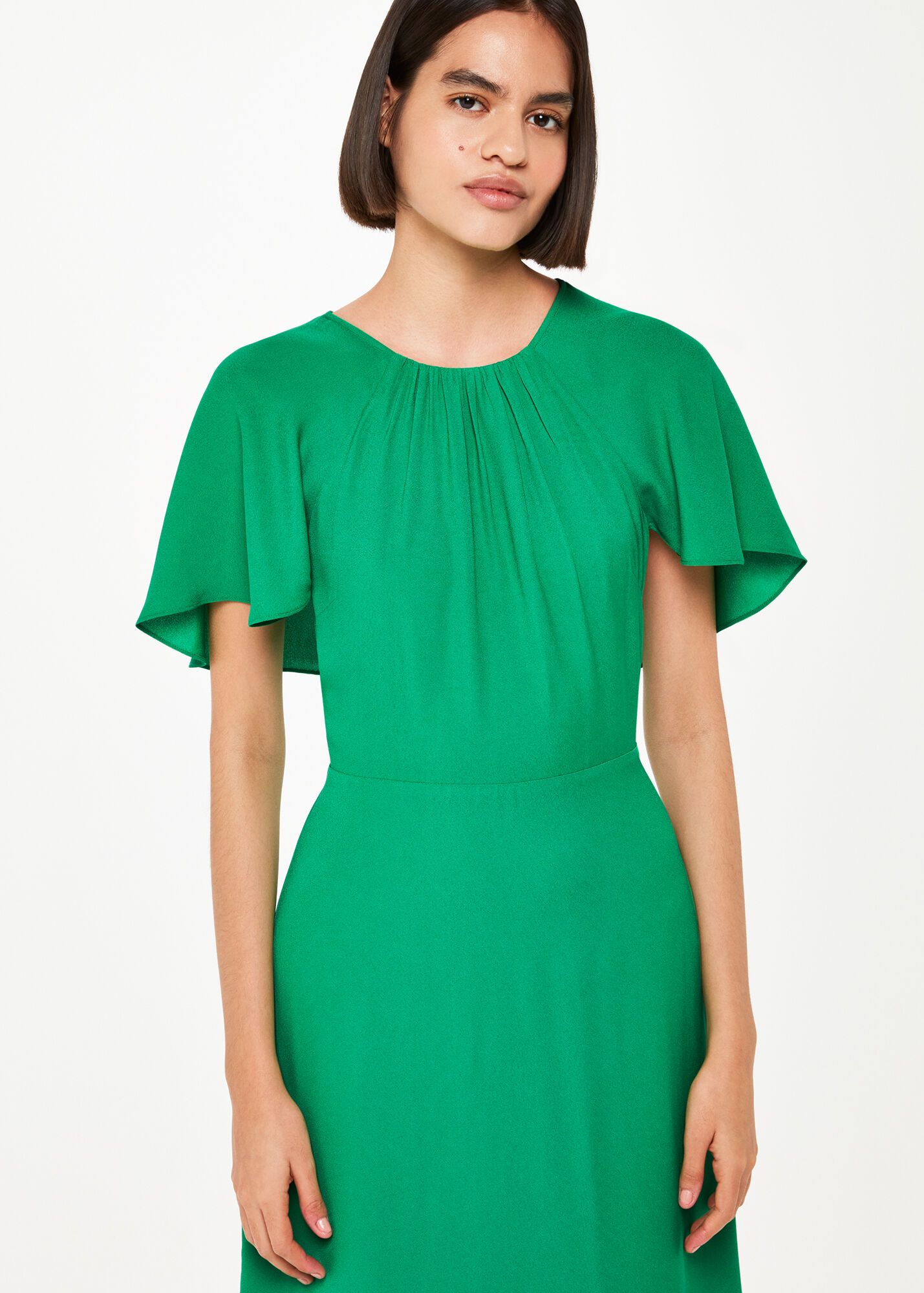 Green Annabelle Cape Sleeve Dress | WHISTLES
