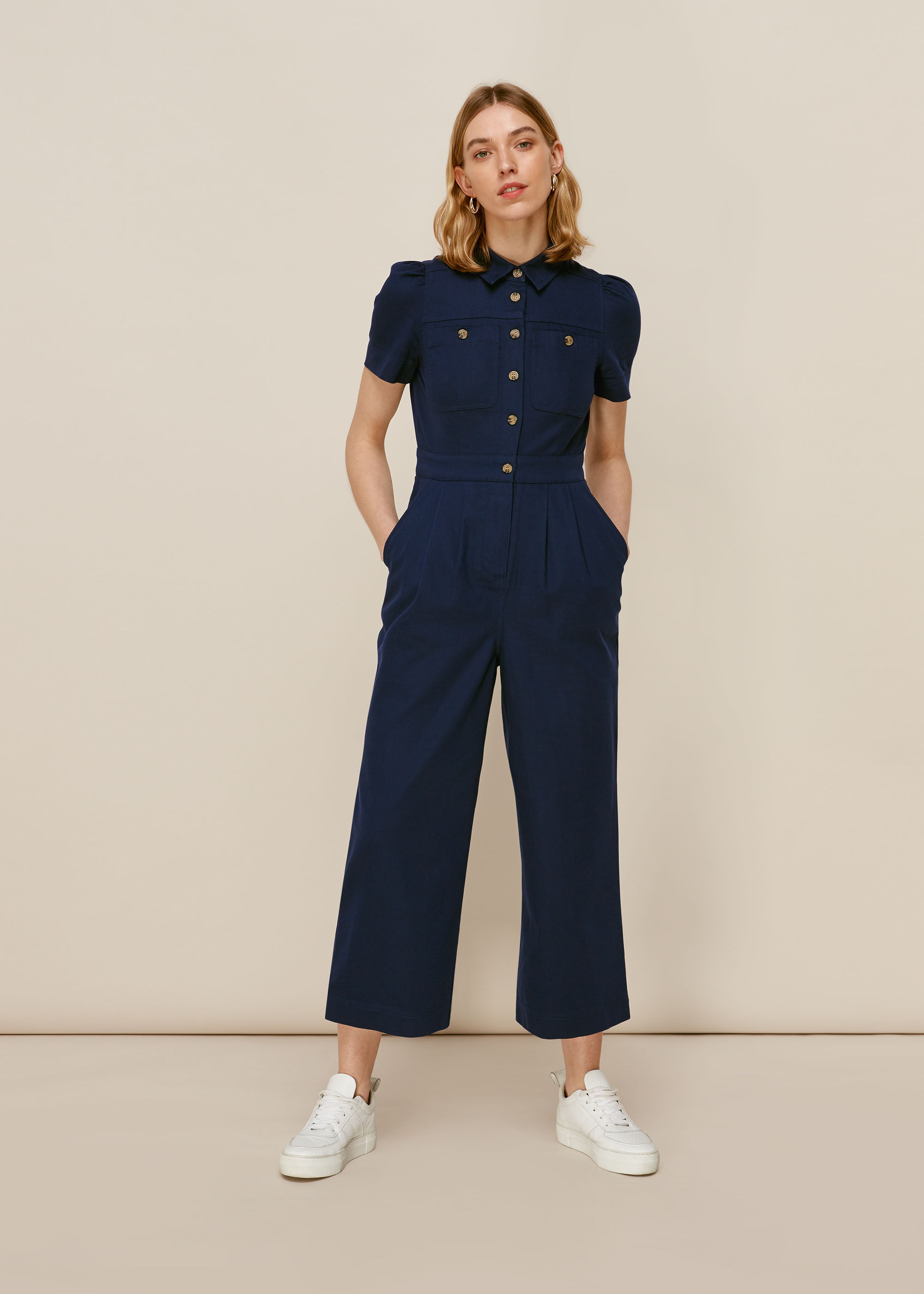 dark denim jumpsuit