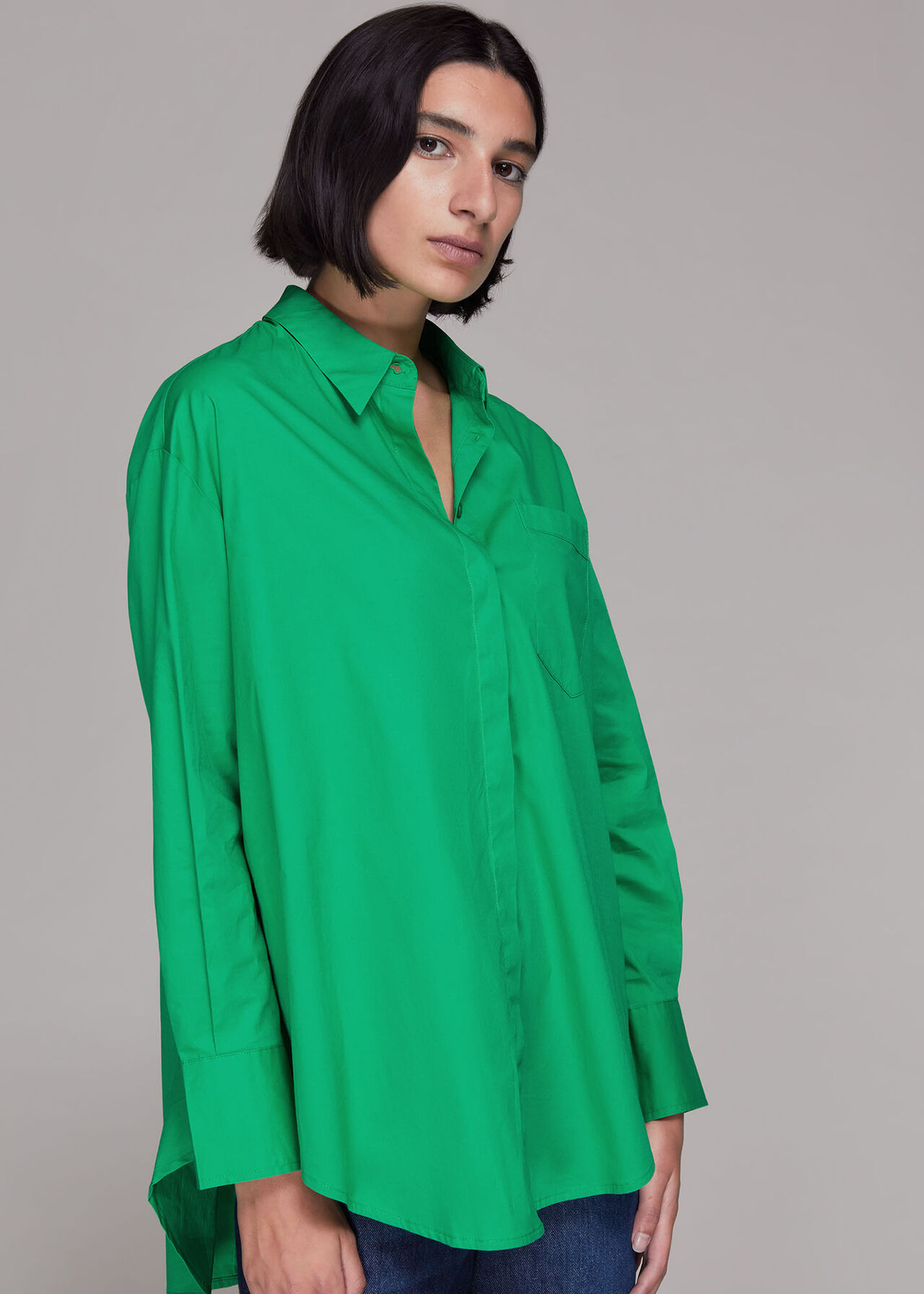 Green Oversized Shirt | WHISTLES | Whistles US