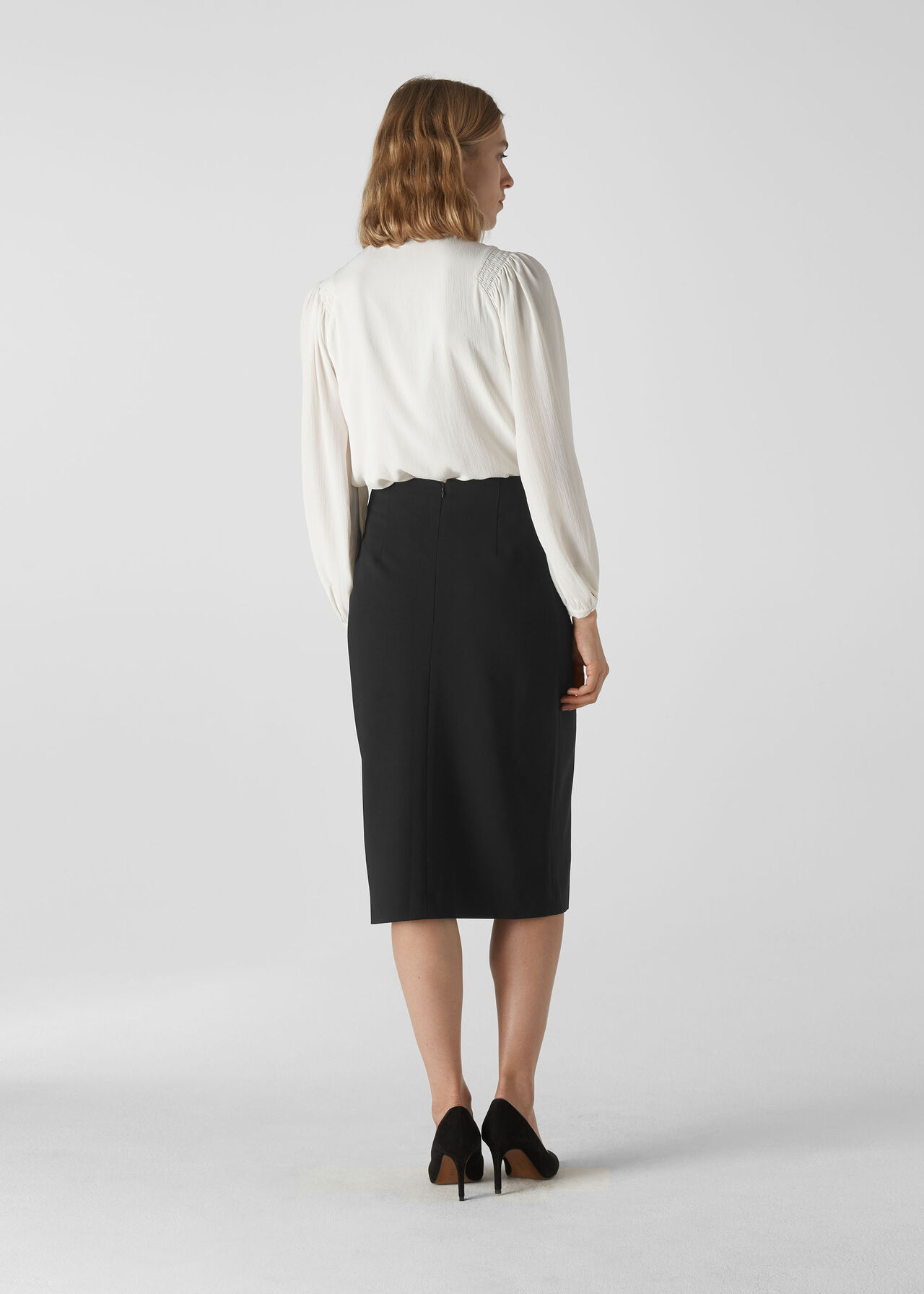 Black Anna Split Front Skirt | WHISTLES